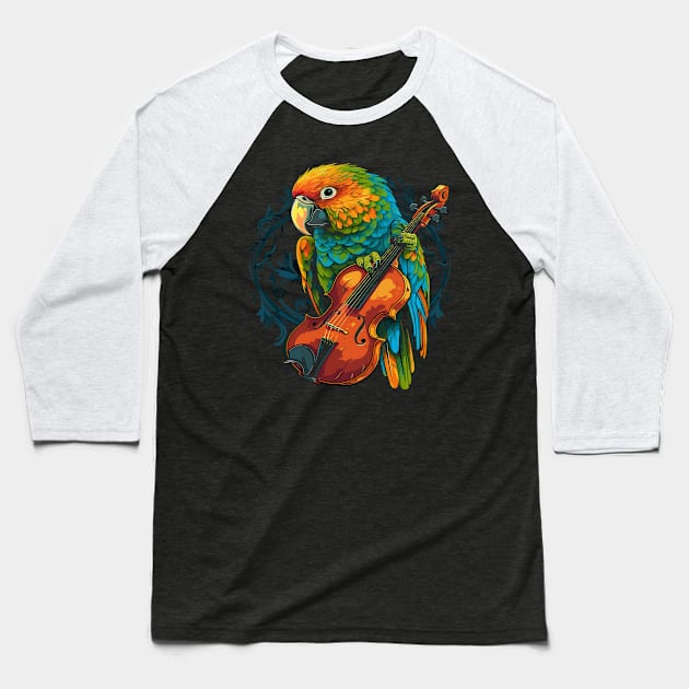 Parakeet Playing Violin Baseball T-Shirt by JH Mart